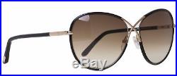 Tom Ford Rosie TF344 01B Black Leather Rose Gold Women's Butterfly Sunglasses