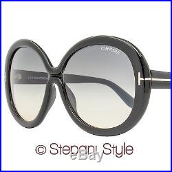 Tom Ford Round Sunglasses TF388 Gisella 01B Shiny Black FT0388