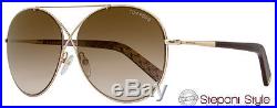 Tom Ford Round Sunglasses TF394 Iva 28F Rose Gold/Iridescent Brown FT0394