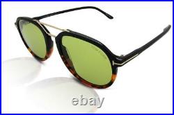 Tom Ford Rupert TF0674 O5N Dark Tortoise Sunglasses Sonnebrille with Green Lense