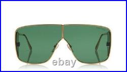 Tom Ford SPECTOR FT0708 TF 708 33N Gold Green Lens Shield Sunglasses Authentic