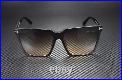 Tom Ford Sabrina-02 FT0764 01B Shiny Black Gradnt Smoke 58 mm Women's Sunglasses