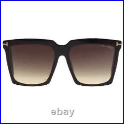 Tom Ford Sabrina Smoke Gradient Square Ladies Sunglasses FT0764 01B 58