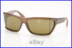 Tom Ford Sasha 48E brown rectangular gradient plastic frame sunglasses NEW $425