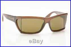 Tom Ford Sasha 48E brown rectangular gradient plastic frame sunglasses NEW $425