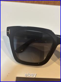 Tom Ford Selby TF952 01D Sunglasses Women's Shiny Black/Polarized Smoke 55mm