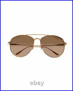 Tom Ford Shiny Rose Gold & Brown Aviator Style Sunglasses FT0784-5928F