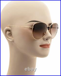 Tom Ford Shiny Rose Gold & Brown Aviator Style Sunglasses FT0784-5928F
