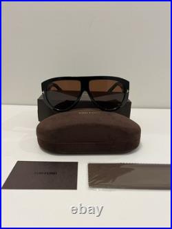 Tom Ford Solid Black Frame Brown Lens Sunglasses Made in Italy 55-20-137 Case