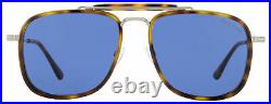 Tom Ford Square Sunglasses TF665 Huck 53V Ruthenium/Blonde Havana 56mm FT0665