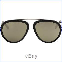Tom Ford Stacy FT0452 01C Shiny Black / Smoke Mirror Lens Aviator Sunglasses