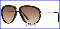 Tom Ford Stacy Pilot Sunglasses Matte Black Gold Brown Gradient Ft 0452 02t