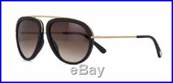 Tom Ford Stacy TF 452 02T Matte Black Aviator Sunglasses Gradient Roviex Lens