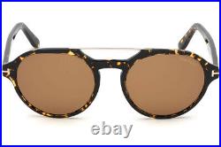 Tom Ford Stan Tf696-f 52e Tortoise Gold Unisex Round Sunglasses Made In Italy