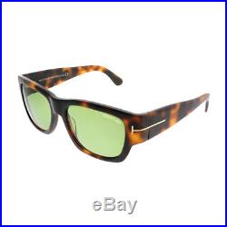 Tom Ford Stephen TF 0493 52N Dark Havana Plastic Rectangle Sunglasses Green Lens