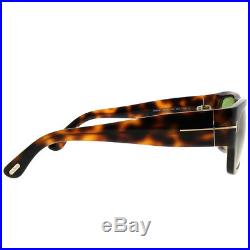 Tom Ford Stephen TF 0493 52N Dark Havana Plastic Rectangle Sunglasses Green Lens