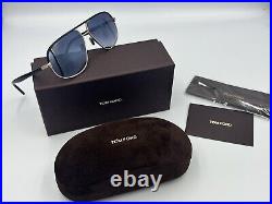 Tom Ford Sunglasses 1019 Maxwell 28B Black /Gold Frame With Blue Silvr Grad 59mm