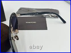Tom Ford Sunglasses 1019 Maxwell 28B Black /Gold Frame With Blue Silvr Grad 59mm
