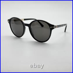 Tom Ford Sunglasses Araki TF1184 01A Black Round Frame Gray Lenses 52-20-140 New