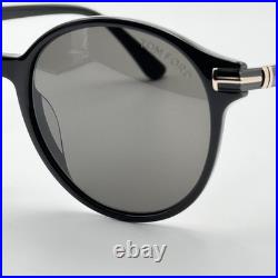 Tom Ford Sunglasses Araki TF1184 01A Black Round Frame Gray Lenses 52-20-140 New