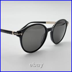 Tom Ford Sunglasses Araki TF1184 01A Black Round Frame Gray Lenses 52-20-140 New