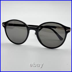 Tom Ford Sunglasses Araki TF1184 01A Black Round Frame Gray Lenses 52-20-140 New