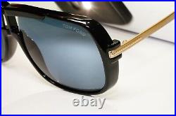 Tom Ford Sunglasses Caine Black Gold Grey Square Mens FT0800 TF800 01A 62mm