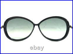 Tom Ford Sunglasses Clothilde TF162 01B Shiny Black Frames Blue Gradient Lenses