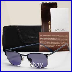 Tom Ford Sunglasses Dark Blue Gold Metal Square Liv FT0851 TF 851 91V 52mm