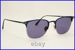 Tom Ford Sunglasses Dark Blue Gold Metal Square Liv FT0851 TF 851 91V 52mm