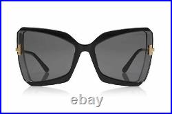 Tom Ford Sunglasses FT TF 0766 03A GIA Frame Shiny Black Gold TF766 Cat Eye
