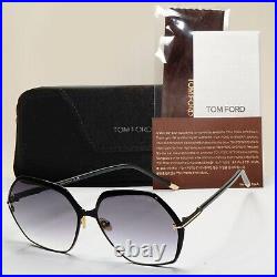 Tom Ford Sunglasses Fonda-02 Hexagon Black Grey Gradient FT0912 TF 912 01B