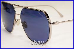 Tom Ford Sunglasses Gilles-02 Silver Dark Blue Metal Pilot TF 852 14V 59mm