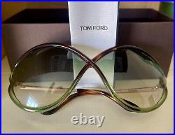 Tom Ford Sunglasses Gradient Liora FT0528 56W-70-120 Turquoise Brown/Green Gold