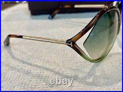 Tom Ford Sunglasses Gradient Liora FT0528 56W-70-120 Turquoise Brown/Green Gold