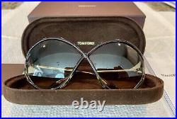 Tom Ford Sunglasses Gradient Liora FT0528 56W-70-120 Turquoise Brown/Green Gold