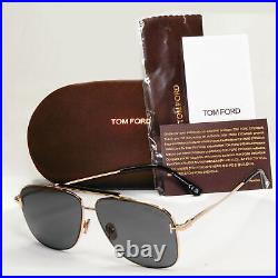 Tom Ford Sunglasses Jaden Gold Grey Metal Pilot Square FT1017 TF 1017 28A