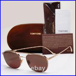 Tom Ford Sunglasses Jake Gold Metal Brown Pilot Navigator FT0827 TF 827 28E 56mm