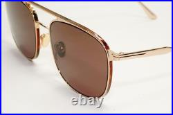Tom Ford Sunglasses Jake Gold Metal Brown Pilot Navigator FT0827 TF 827 28E 56mm