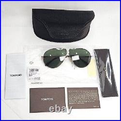 Tom Ford Sunglasses Jet Gold Green Metal Pilot Large FT0734-HTF 734-H 28N 64mm