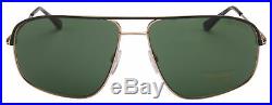 Tom Ford Sunglasses Justin FT0467 02N Matte Black Gold Frame Green Lens