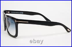 Tom Ford Sunglasses Morgan Black Glossy Blue Square FT0513 TF 513 01W 57mm