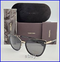 Tom Ford Sunglasses NEW TF 717 Simona Color 01A Black Gold Cat Eye Size 57