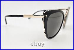 Tom Ford Sunglasses NEW TF 717 Simona Color 01A Black Gold Cat Eye Size 57