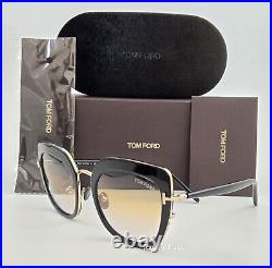 Tom Ford Sunglasses NEW TF 945 Virginia Color 01B Black Cat Eye Square Size 55