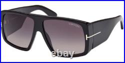 Tom Ford Sunglasses Raven FT 1036 01B Shiny Black Frame Smoke Gradient Lens 60mm
