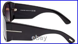 Tom Ford Sunglasses Raven FT 1036 01B Shiny Black Frame Smoke Gradient Lens 60mm