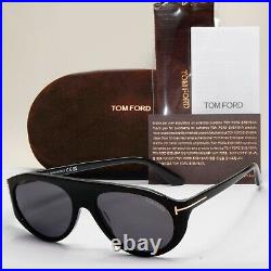 Tom Ford Sunglasses Rex-02 Black Glossy Pilot Grey FT1001 TF 1001 01A 57mm