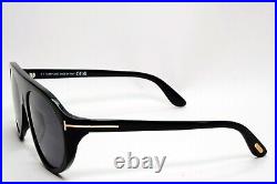 Tom Ford Sunglasses Rex-02 Black Glossy Pilot Grey FT1001 TF 1001 01A 57mm