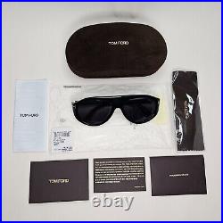 Tom Ford Sunglasses Rex-02 Black Glossy Pilot Grey FT1001 TF 1001 01A 57mm